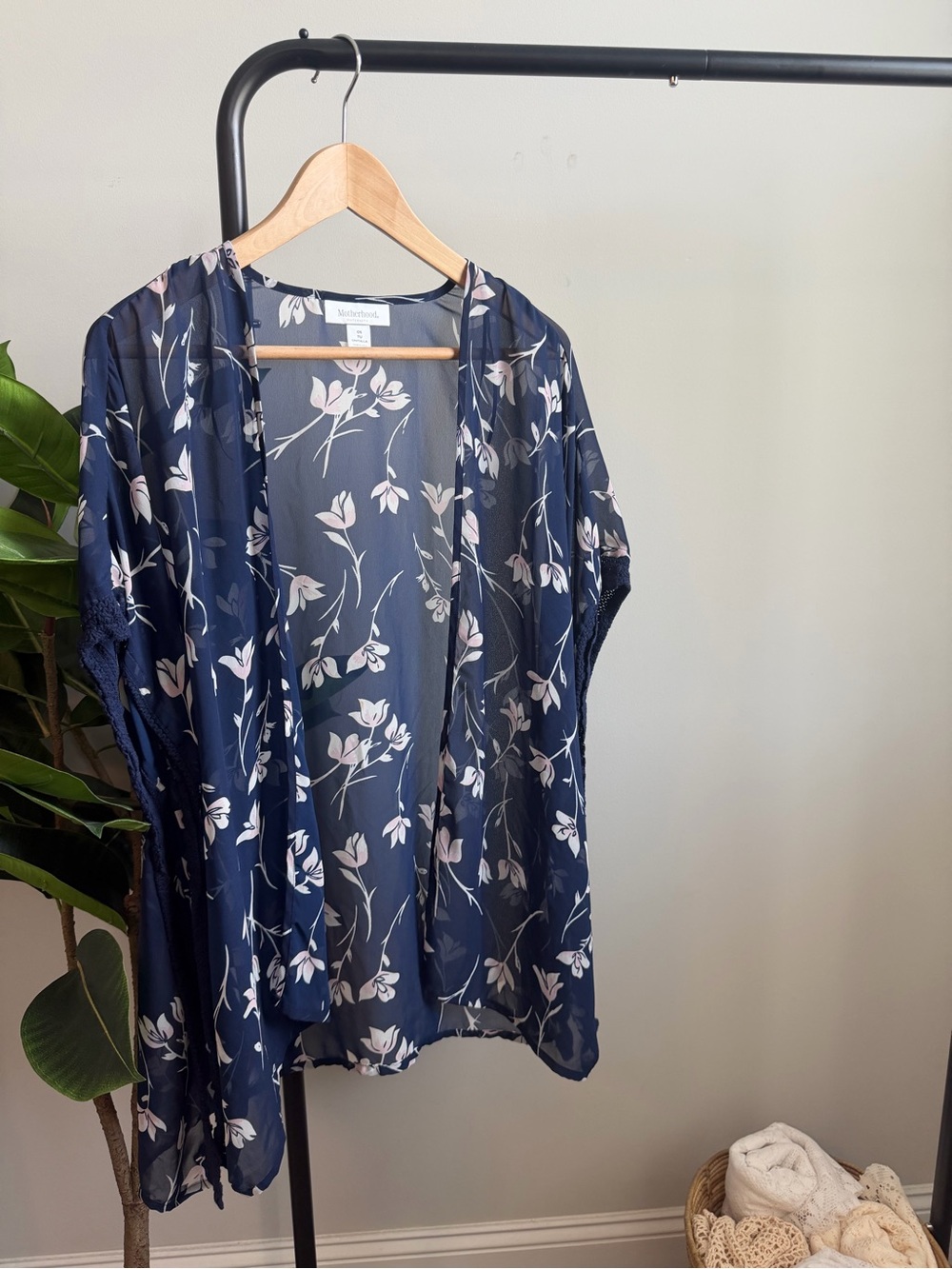 Motherhood Navy Floral Sheer Kimono